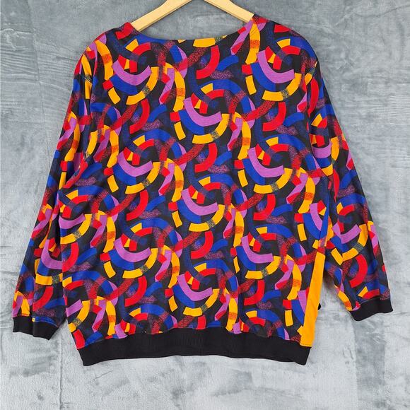 Womens Top Large Vintage Statement Colorful Patchwork Unique Sequins Dopamine - Picture 7 of 7